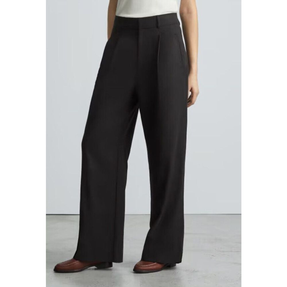Everlane The Way-High Drape Pant Black Wide Leg Trousers Women’s Size 14S